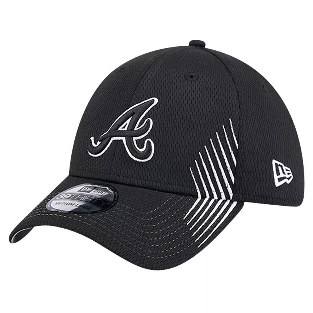 Men's New Era Black Atlanta Braves Active Dash Mark 39THIRTY Flex Hat, Size: Medium/Large Product Image