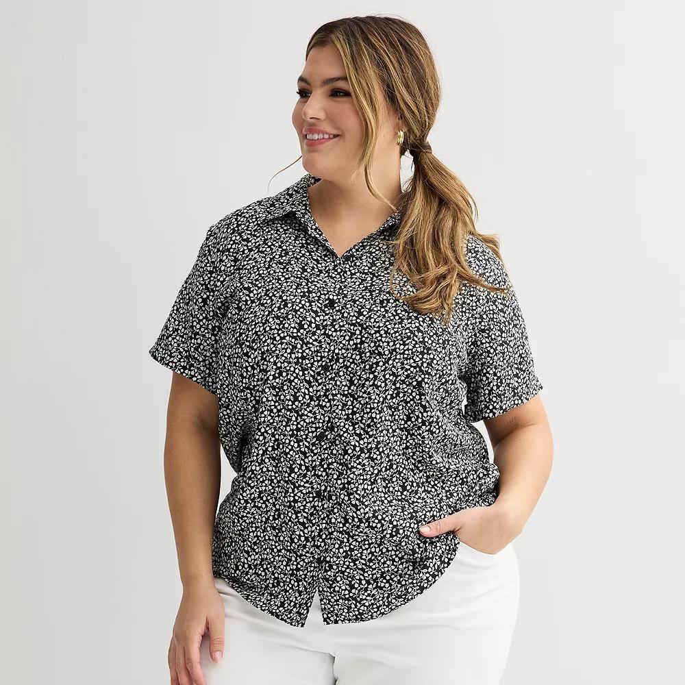 Plus Size Croft & Barrow Camp Shirt, Womens Product Image