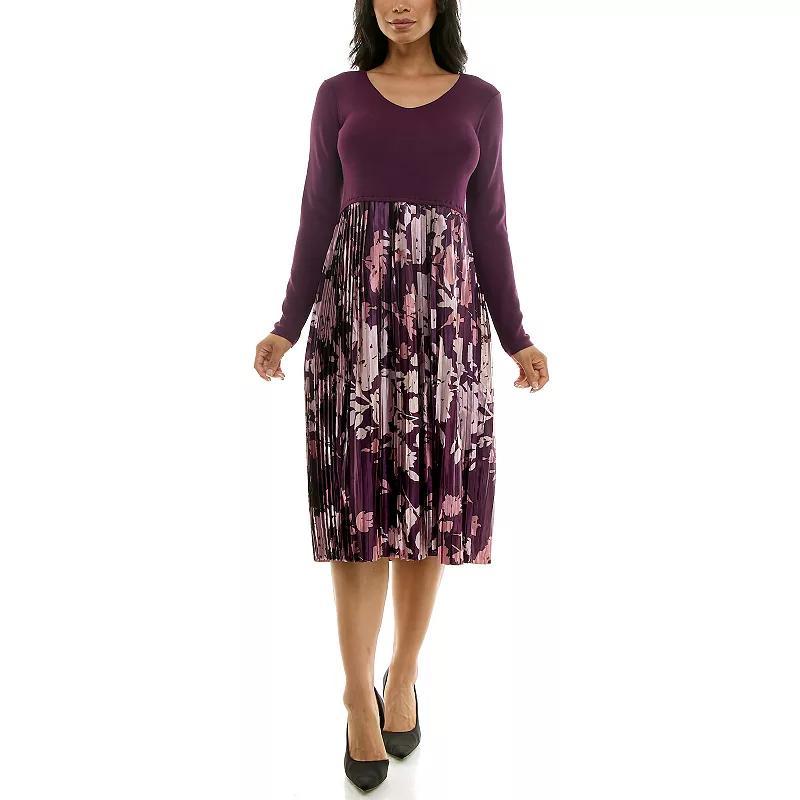 Women's Nina Leonard Lurex Knit Midi Dress, Size: Medium, Purple Team Product Image