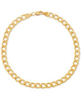 Italian Gold Beveled Curb Link Chain Bracelet in 10k Gold Product Image