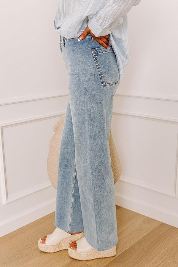 The Taron High Waist Wide Leg Pants in Medium Wash Product Image
