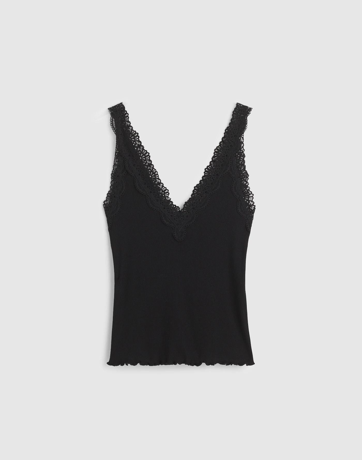 Lace-Trim V-Neck Tank Product Image