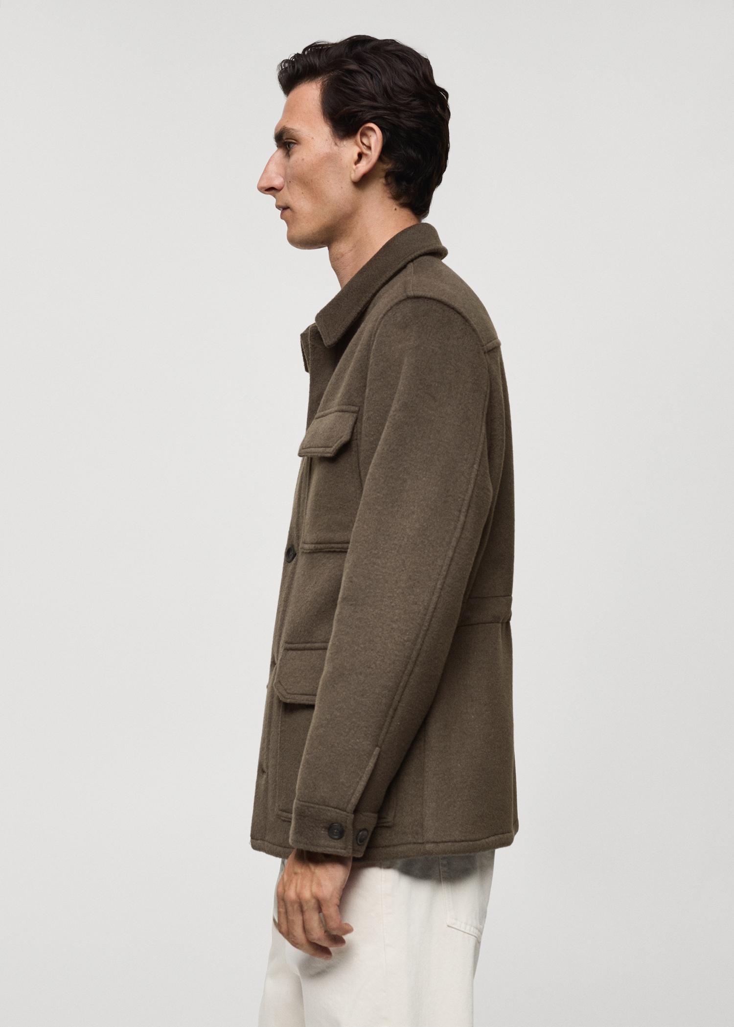Wool-blend flannel overshirt - Men | MANGO USA Product Image