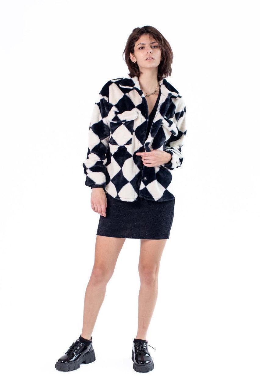 Fur Checker Print Shacket Product Image