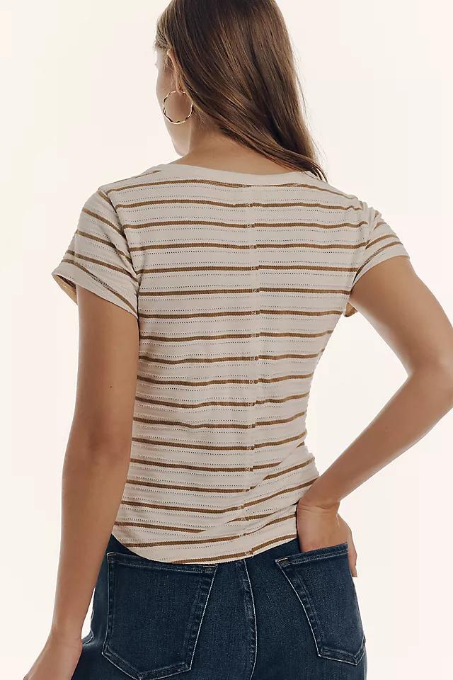 The Andie Scoop-Neck Ribbed Henley Top by Pilcro: Short-Sleeve Snap Edition Product Image