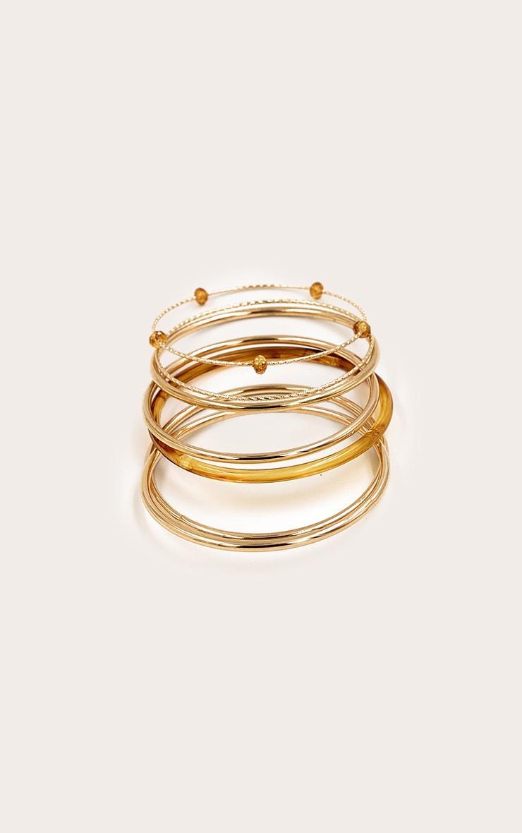Gold Textured Multi-Pack Brown Resin Bangles Product Image