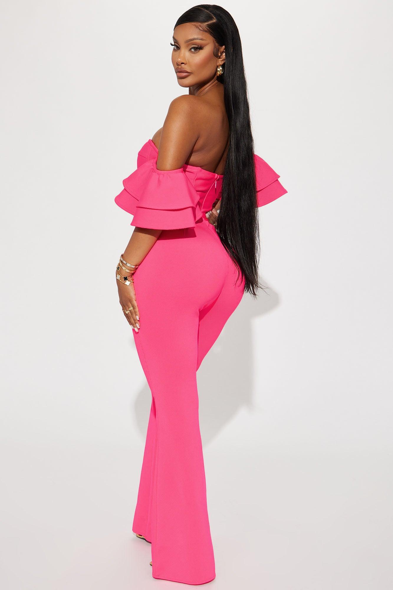 Date Night Lineup Bandage Jumpsuit - Pink Product Image