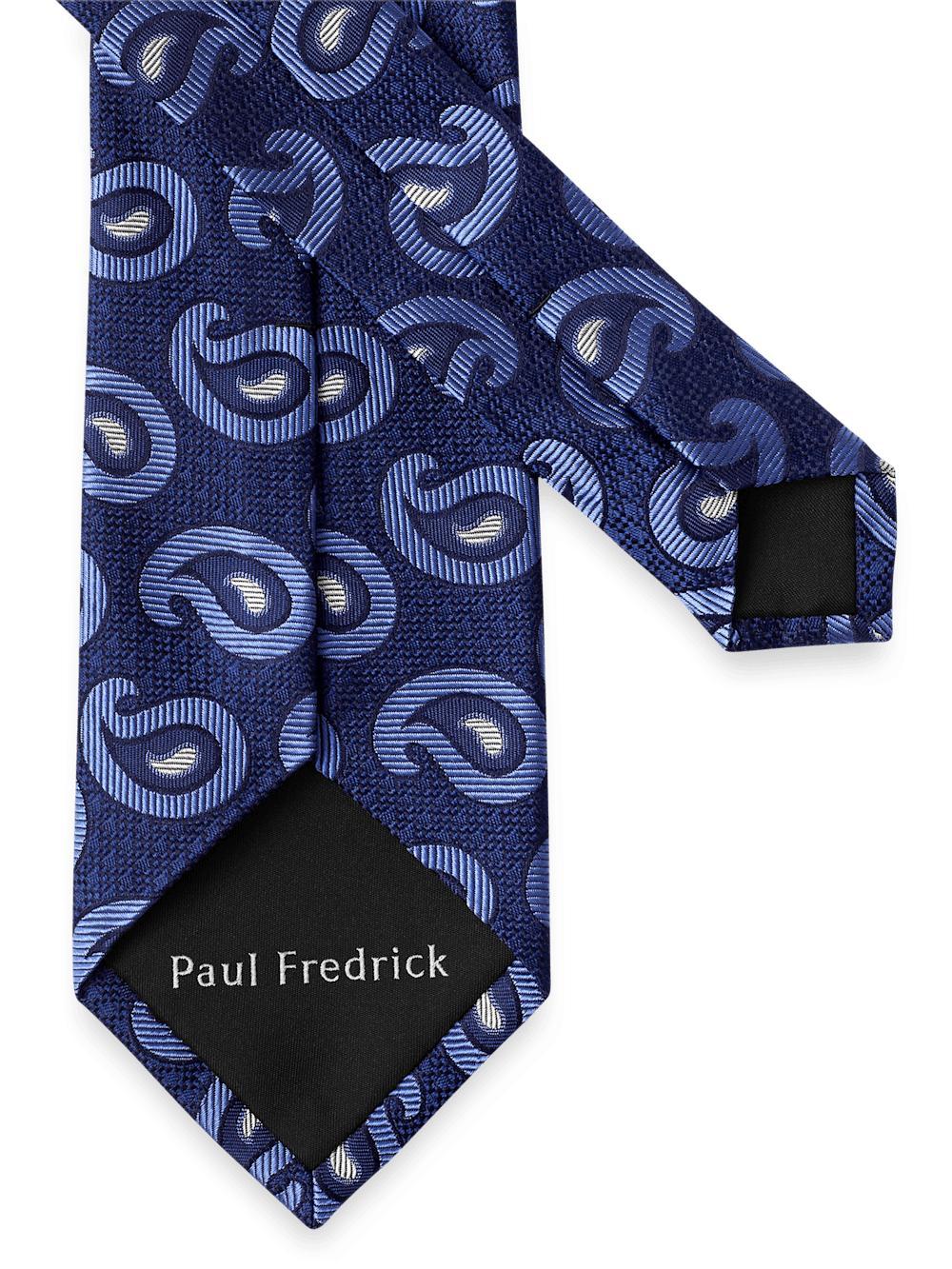 Paisley Deco Woven Silk Tie - Navy/blue Product Image