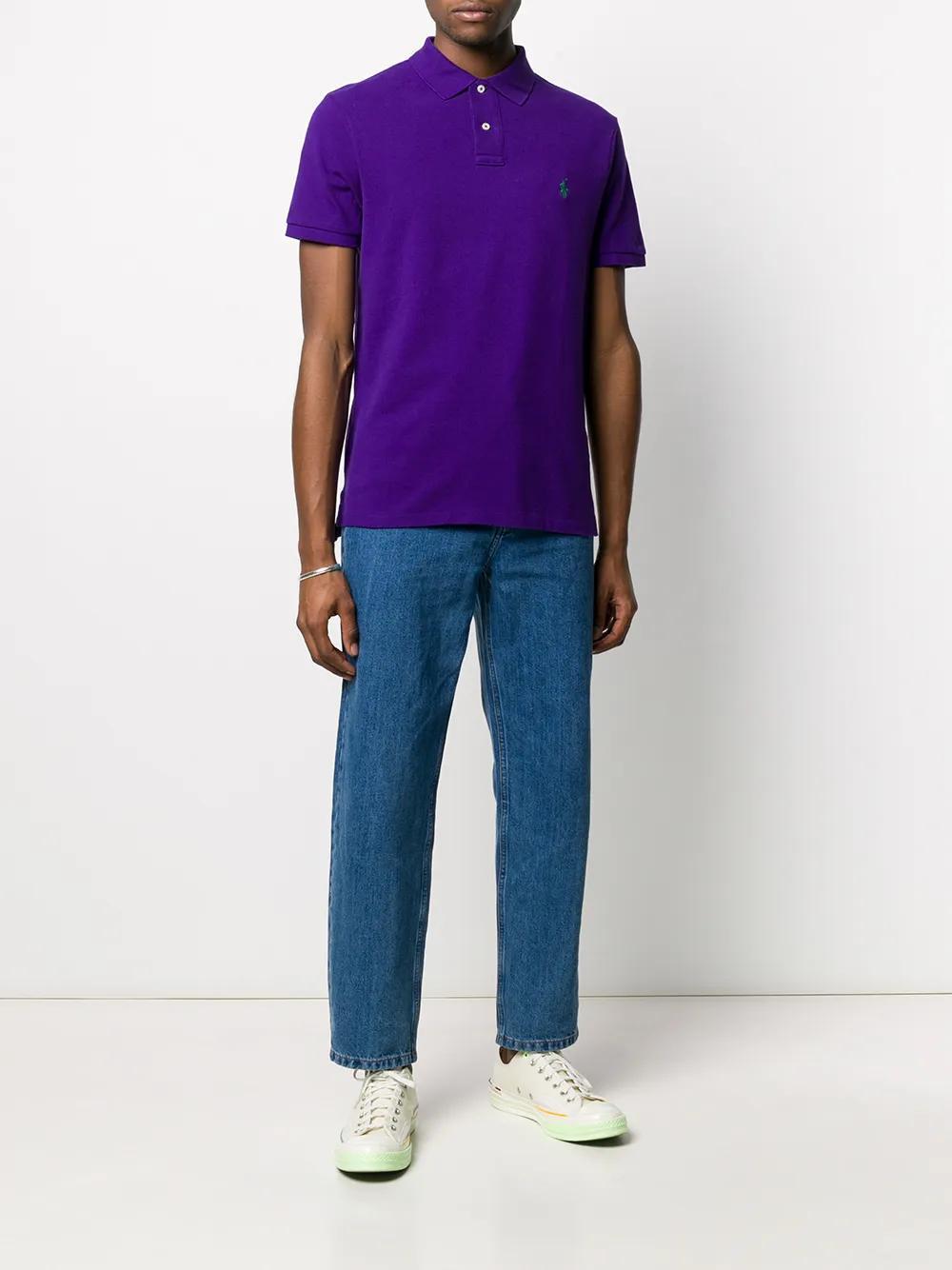 short sleeve embroidered logo polo shirt Product Image