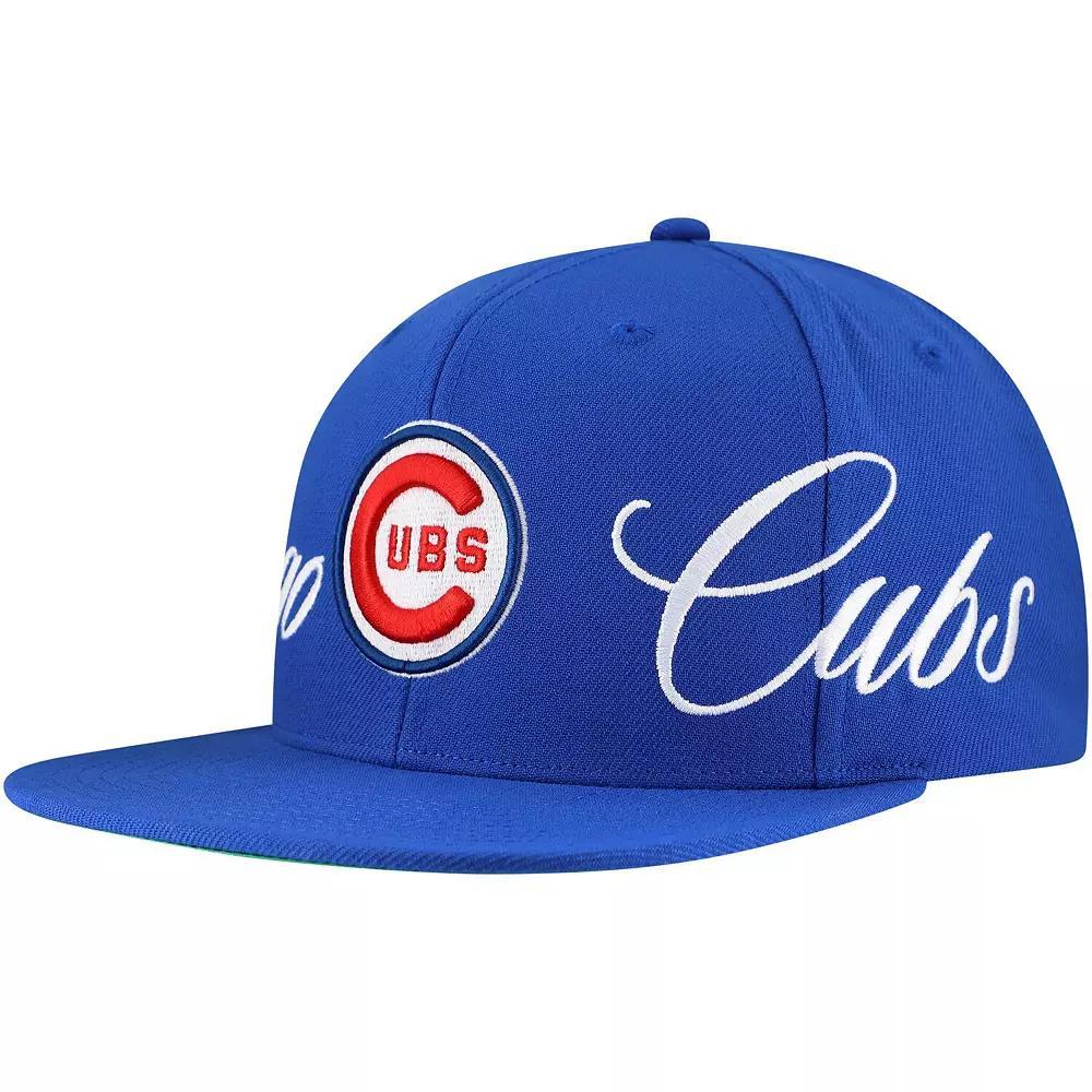 Men's Mitchell & Ness Royal Chicago Cubs Just Don x MLB Lux Script Snapback Hat, Blue Product Image