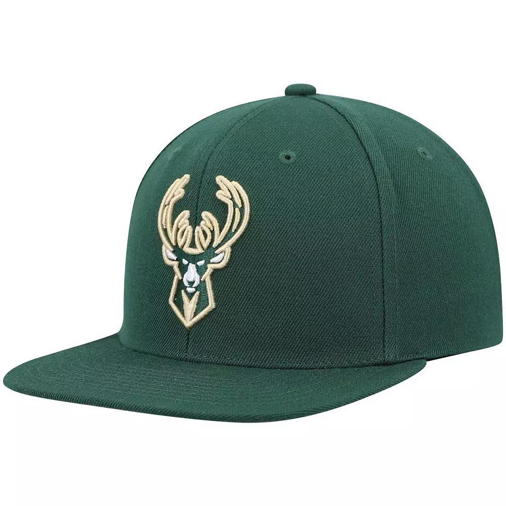 Men's Mitchell & Ness Hunter Green Milwaukee Bucks Ground 2.0 Snapback Hat, Team Product Image