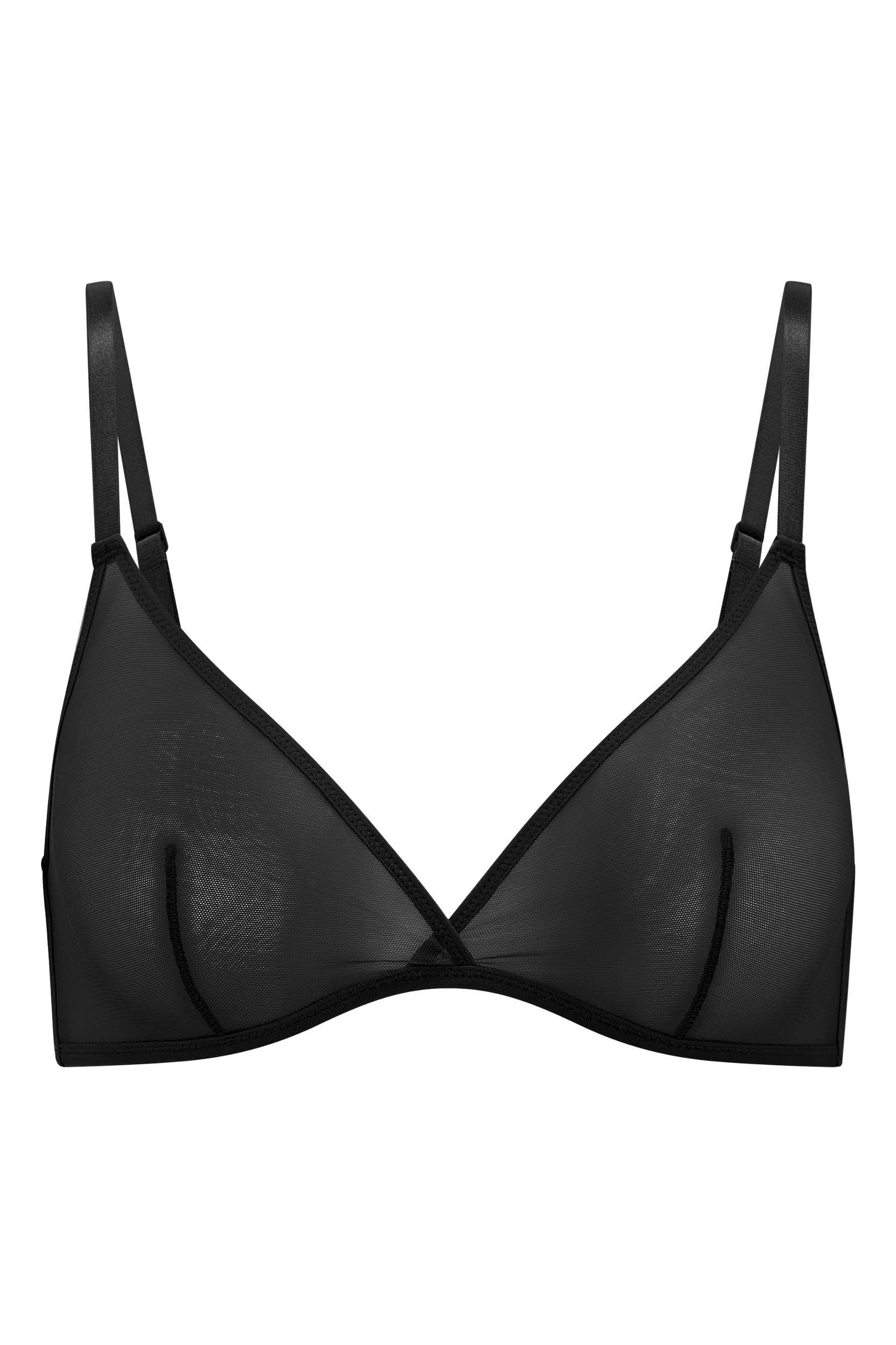 Soft Mesh Single Layer Triangle Bra in Black Product Image