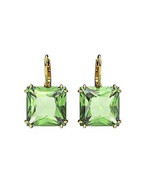 Swarovski Millenia Green Square Crystal Drop Earrings in Gold Tone Product Image