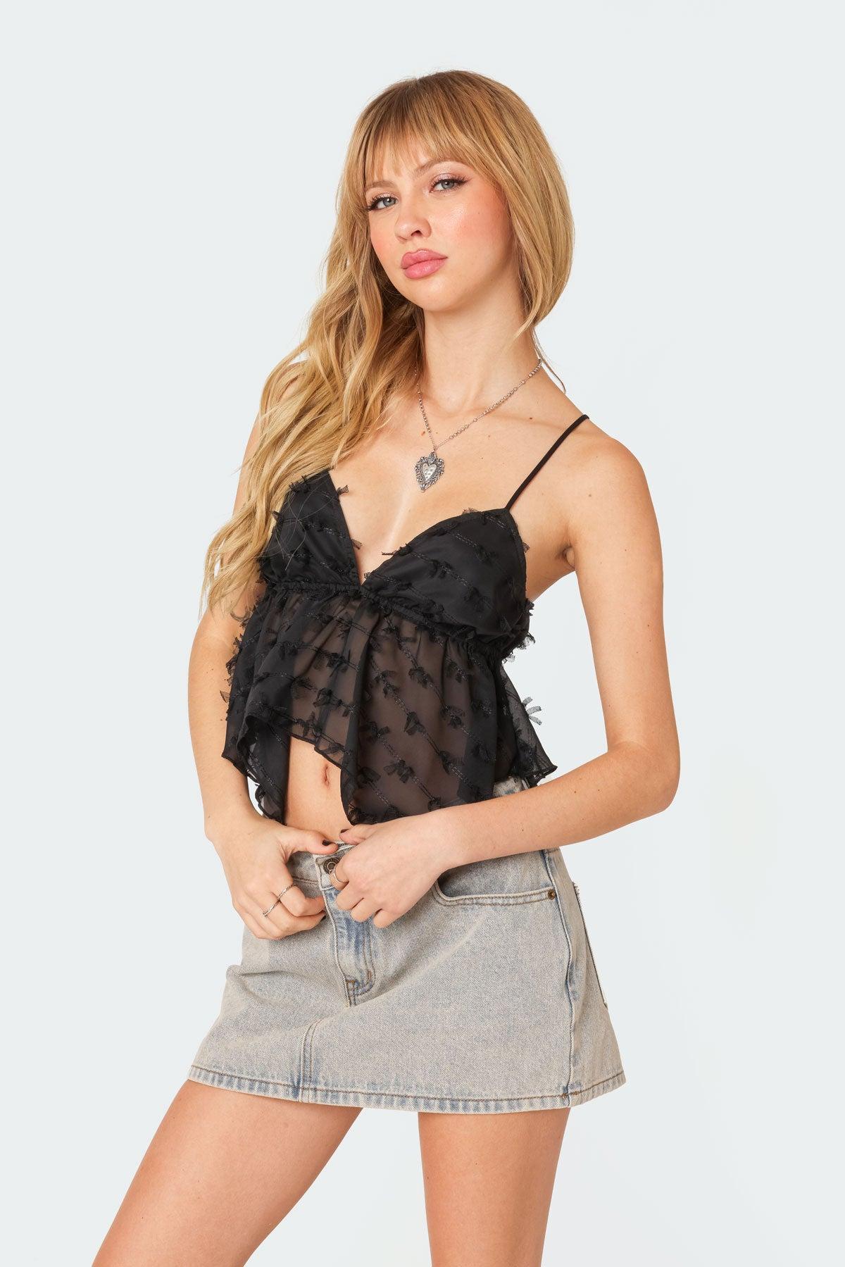 Flutter Frilled Tie Back Top Product Image