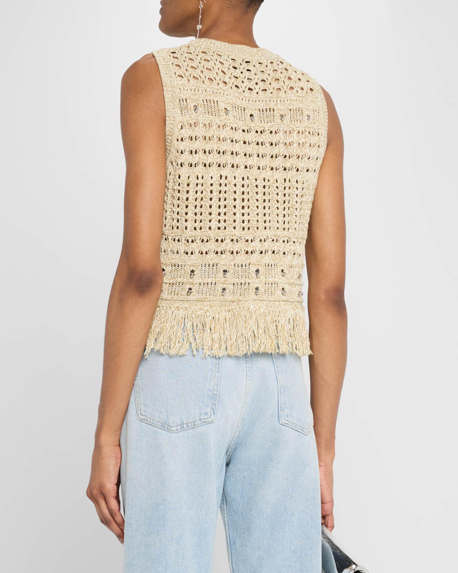 Beaded Open-Knit Fringe Top Product Image