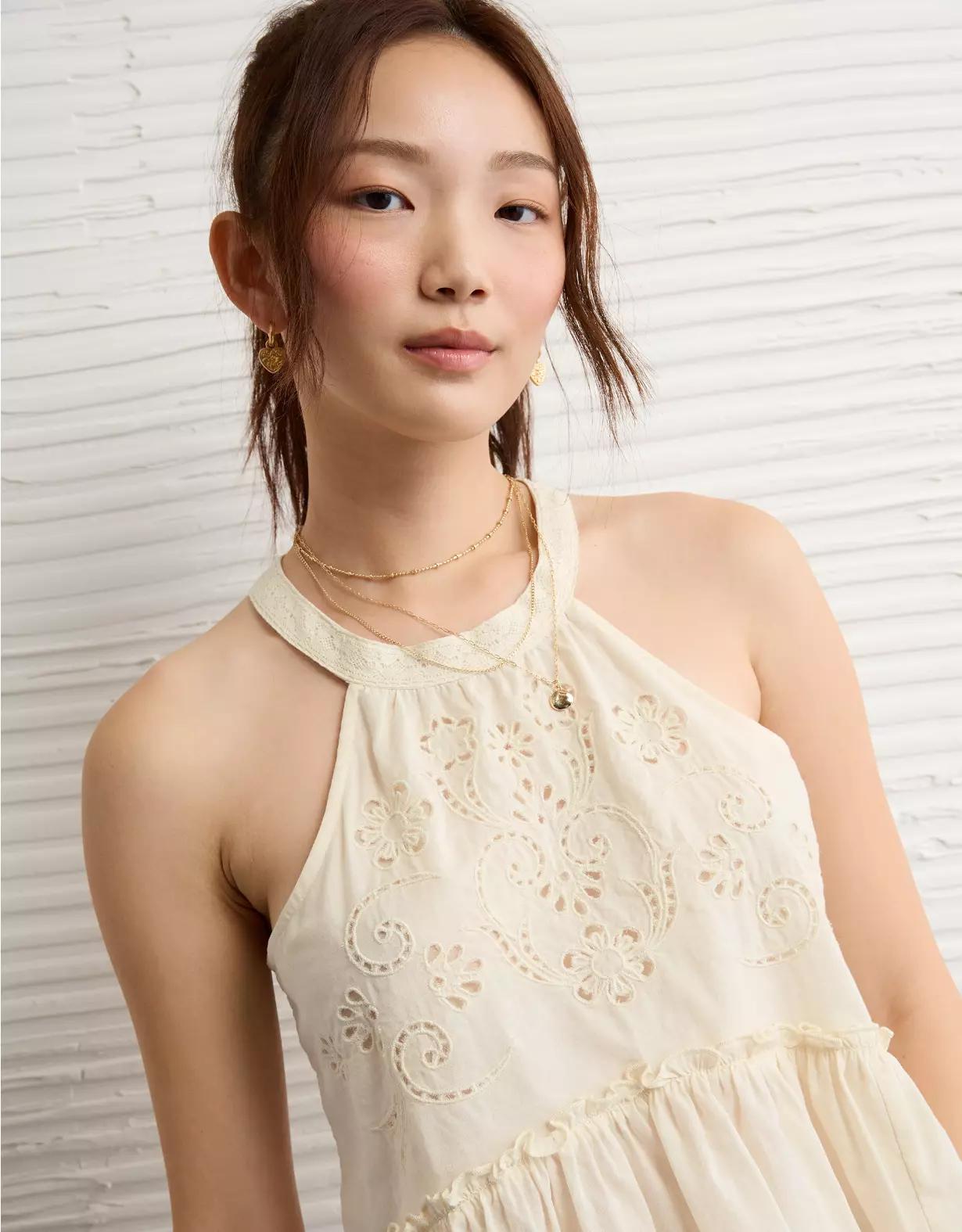 AE Embroidered Halter Tank Top Product Image