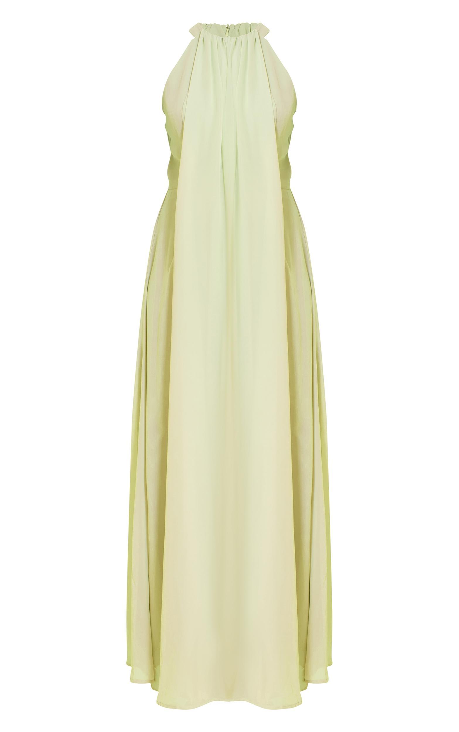 Lime Chiffon Extreme Pleated Maxi Dress Product Image