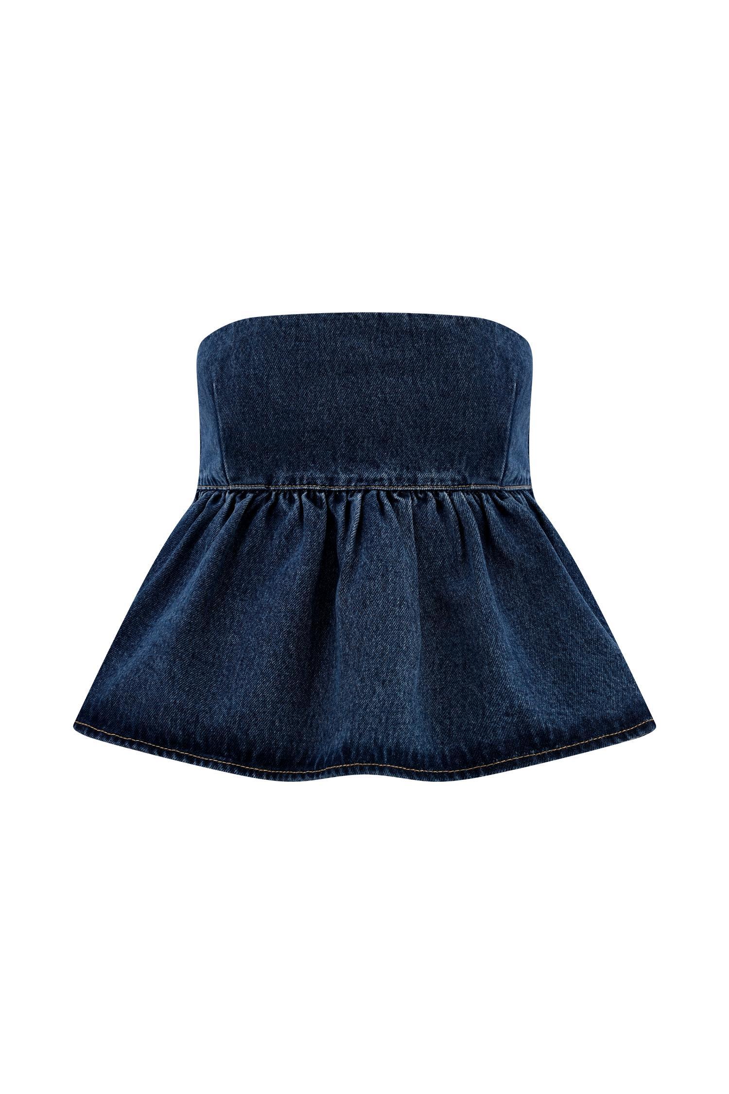 Pauline Strapless Denim Top - 90'S Blue Product Image