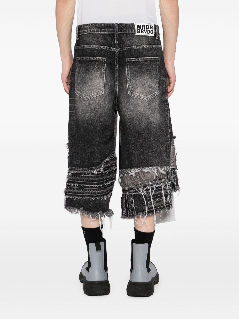 patched arch blowout denim shorts Product Image