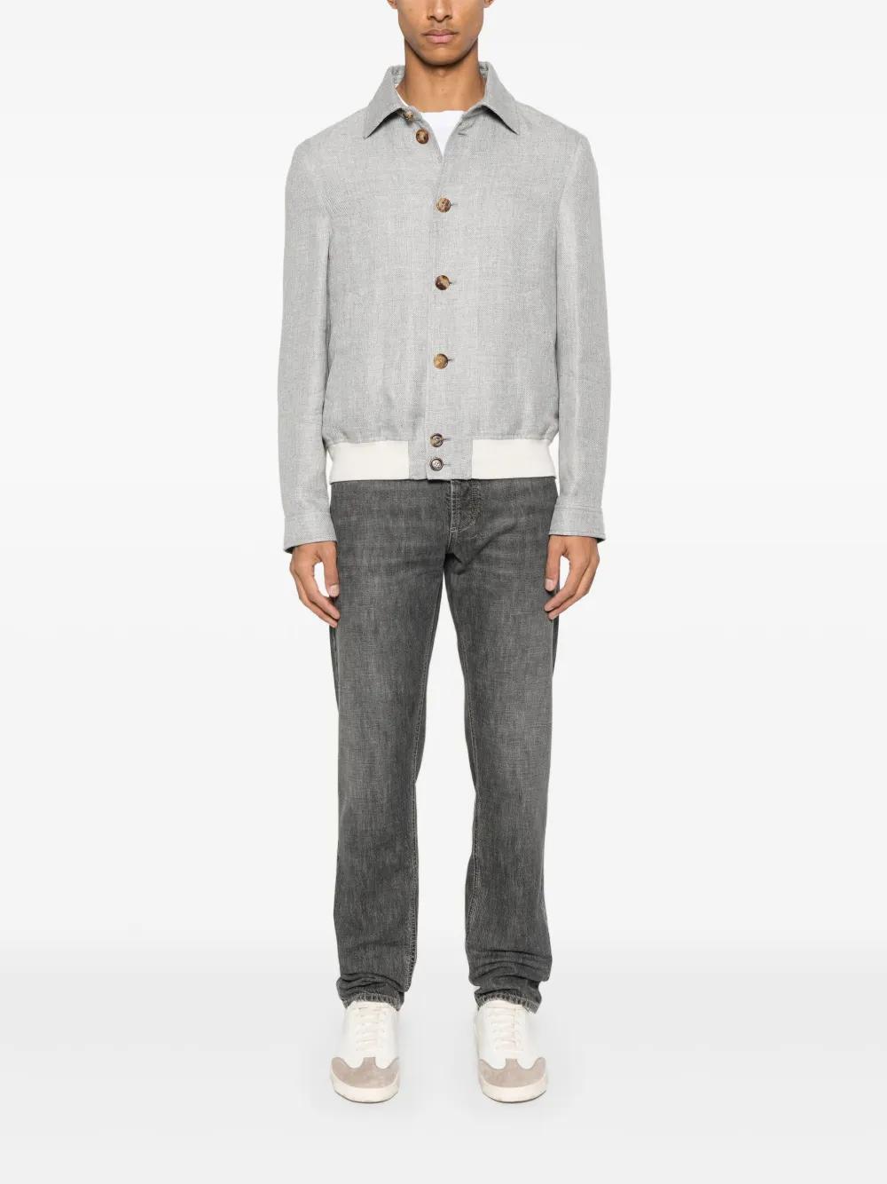 BRUNELLO CUCINELLI Mélange-effect Bomber Jacket In Gray Product Image