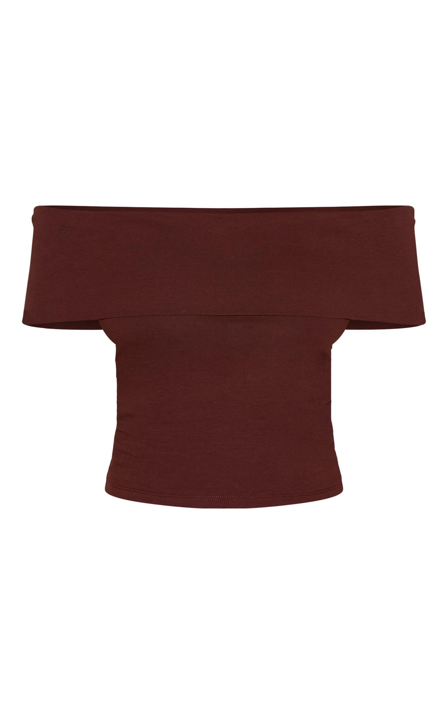 Chocolate Soft Cotton Bardot Top Product Image