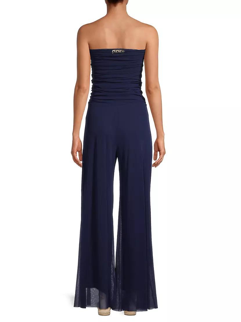 Womens Mesh Strapless Ruched Jumpsuit Product Image