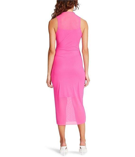 Steve Madden Sidra Mesh Mock Neck Sleeveless Midi Bodycon Dress Product Image