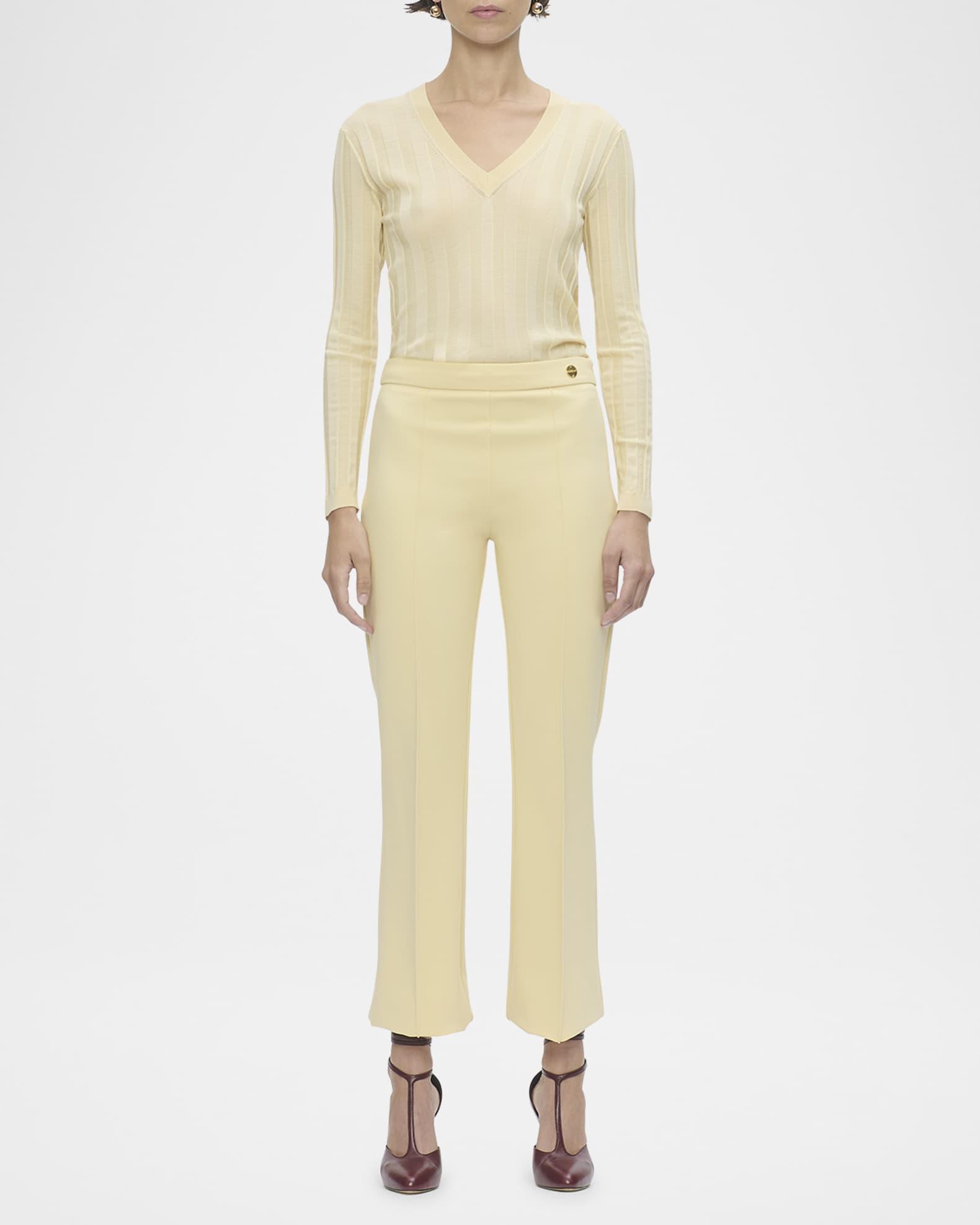 Lola Cropped Pintuck Flare-Leg Pants Product Image