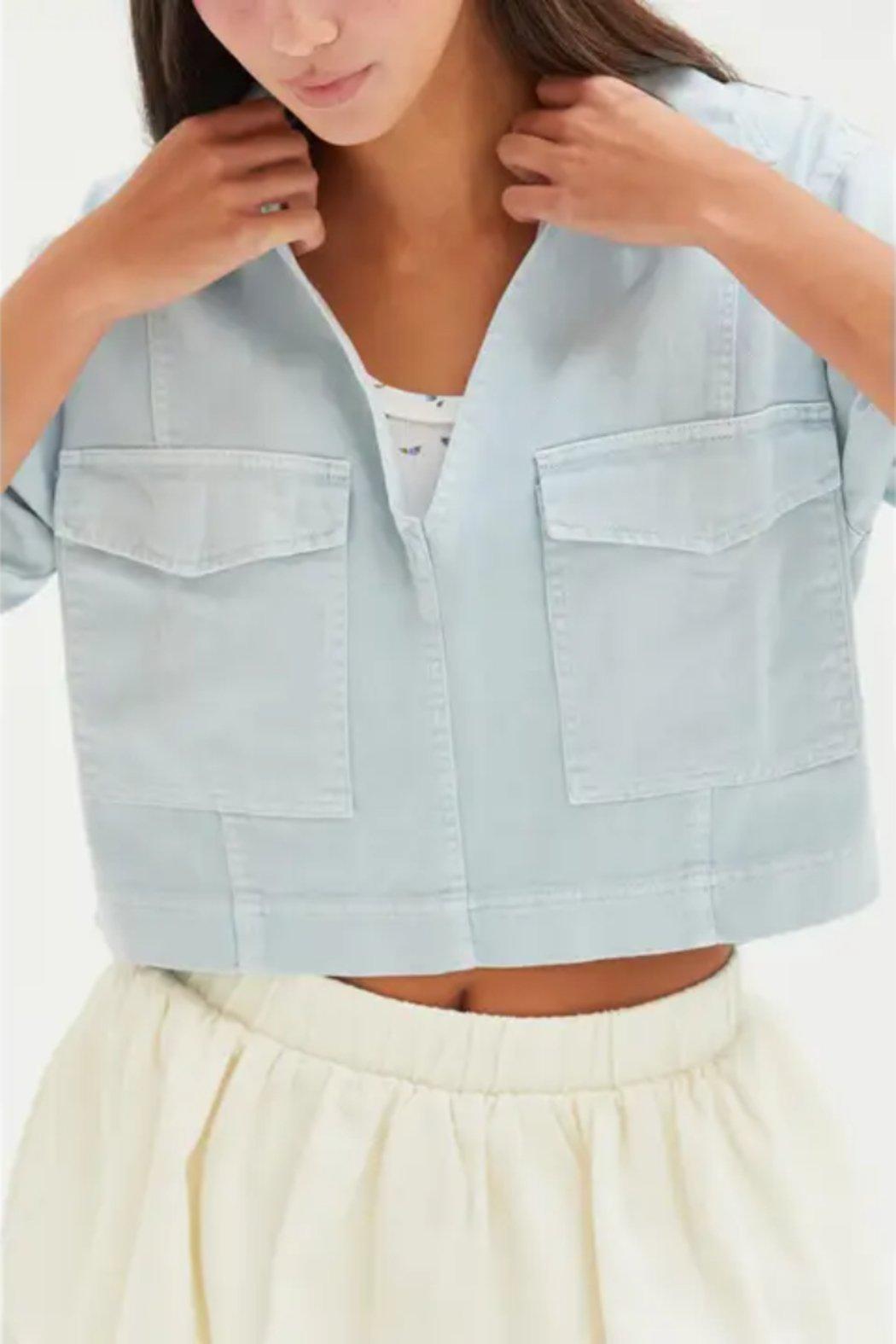 Pocketed Denim Top Product Image