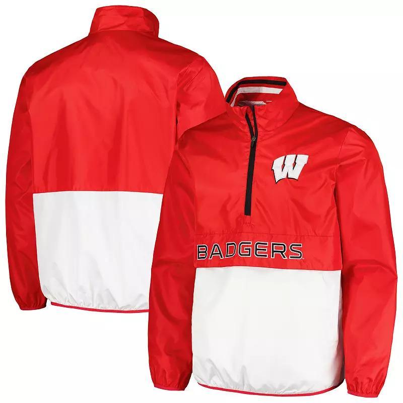 Men's G-III Sports by Carl Banks Red Wisconsin Badgers Cornerman Half-Zip Top,  Product Image