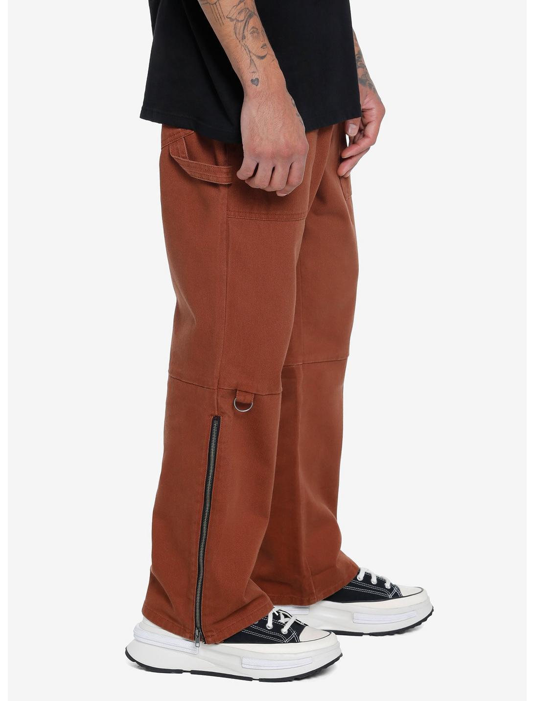 Brown Ankle Zipper Carpenter Pants Product Image