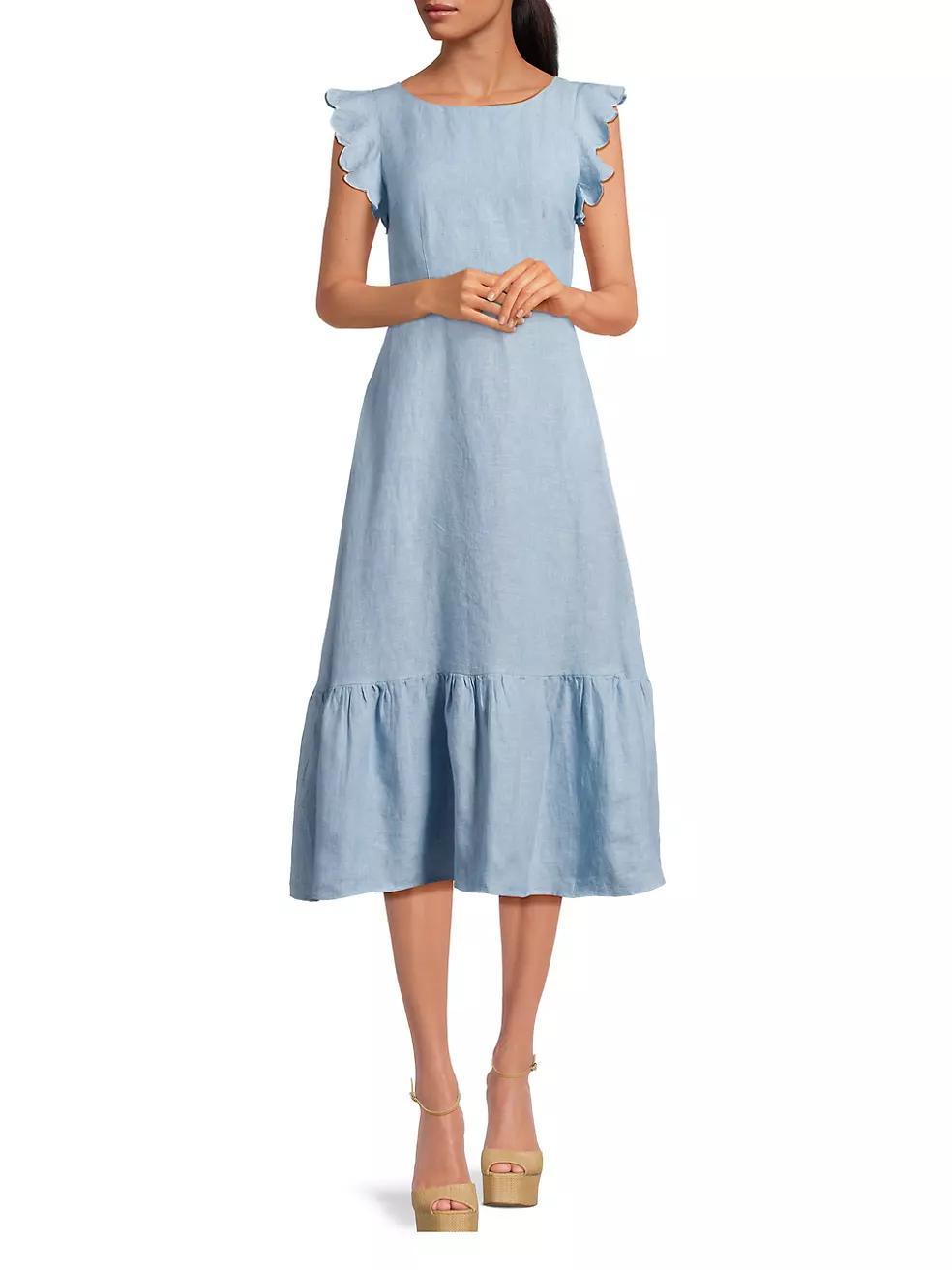 Rosa Linen Tie-Back Midi-Dress Product Image