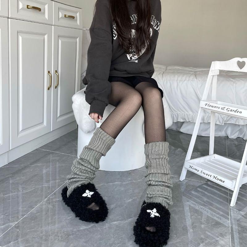 Plain Ribbed Knit Leg Warmers Product Image