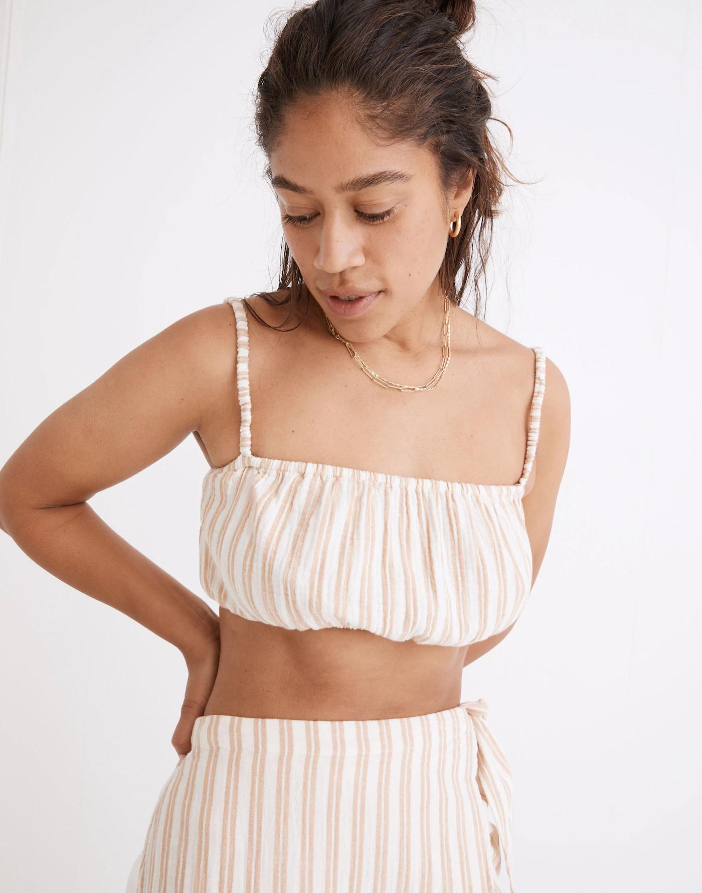 Lightestspun Cover-Up Bubble Crop Top in Stripe Product Image