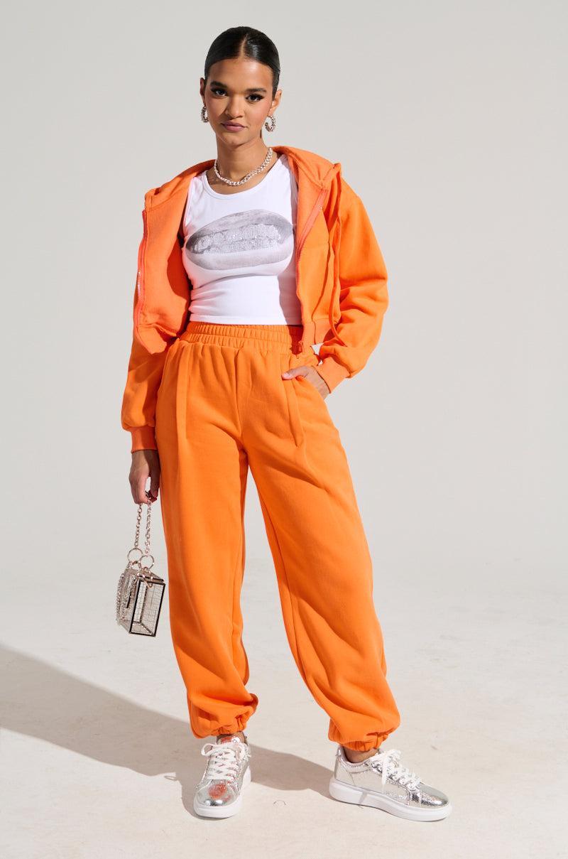 ORANGE CROP ZIP UP SWEATSHIRT Product Image