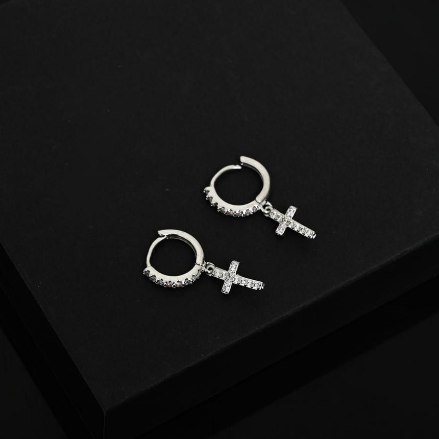 Rhinestone Cross Hoop Earring Product Image