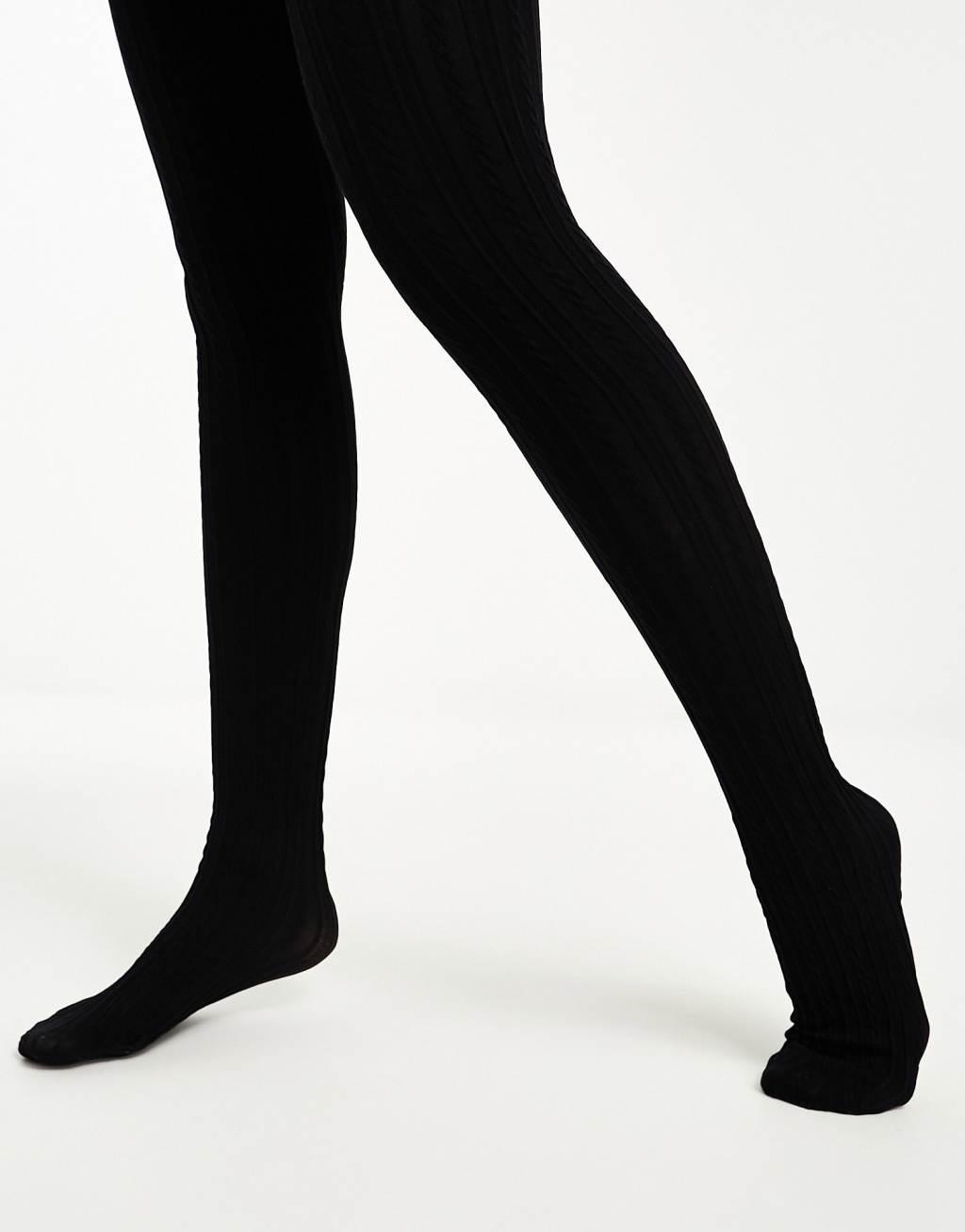 My Accessories London cable knit tights in black Product Image