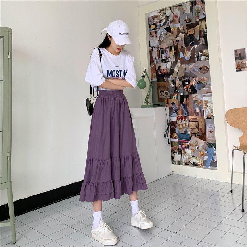 Tiered Midi A-Line Skirt Product Image