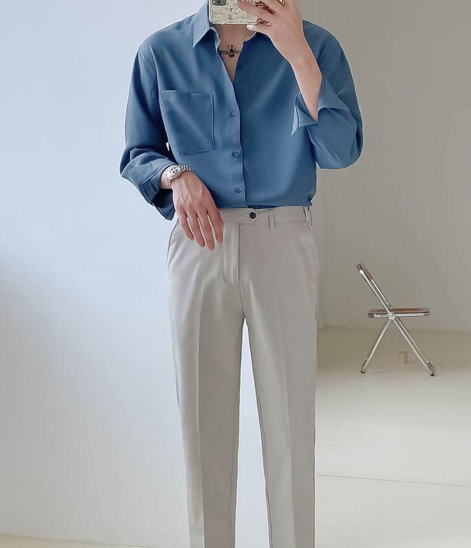 RT No. 4443 ESSENTIALS BUTTON-UP COLLAR SHIRT Product Image