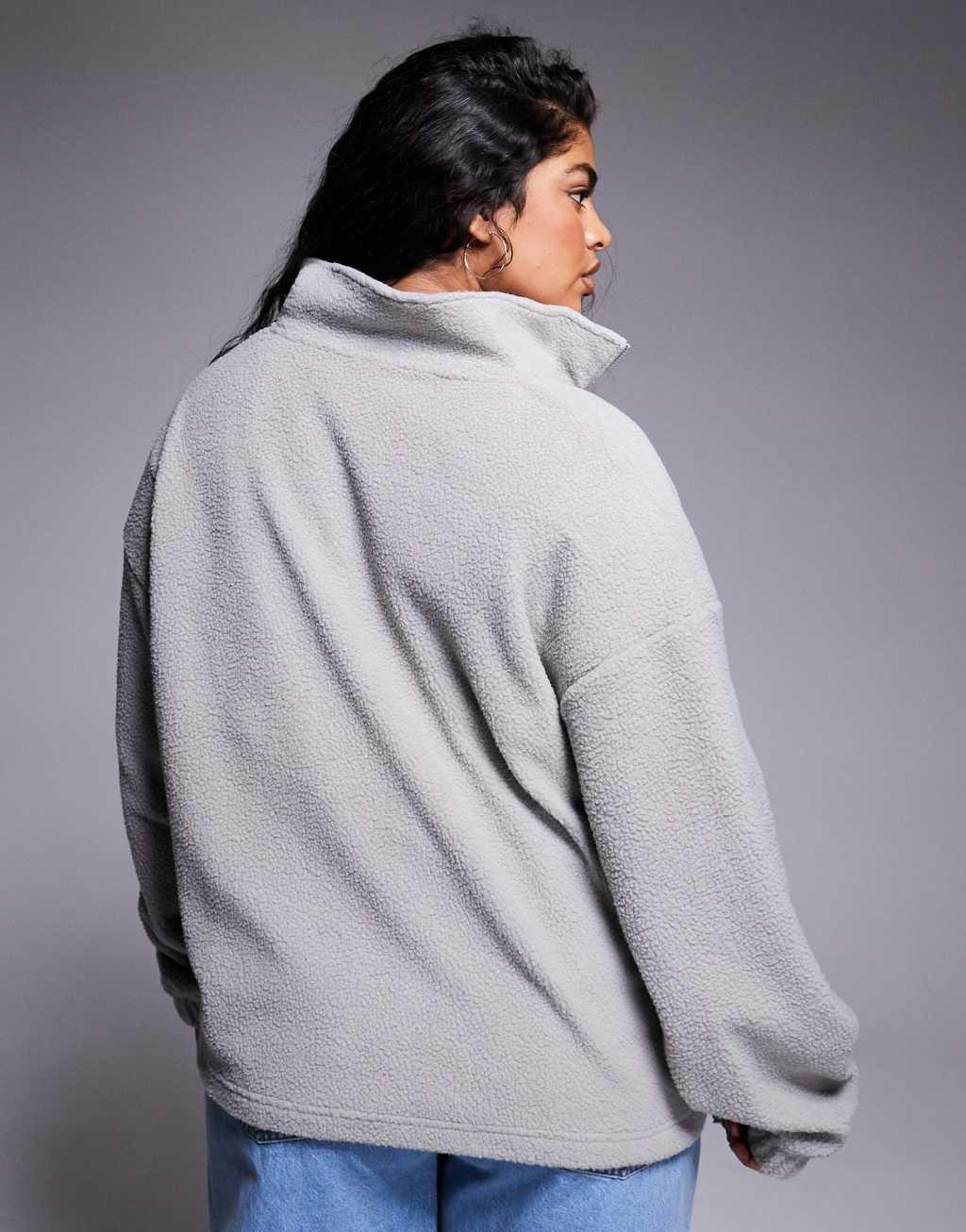 Weekend Collective Curve half zip borg fleece with logo in gray heather Product Image