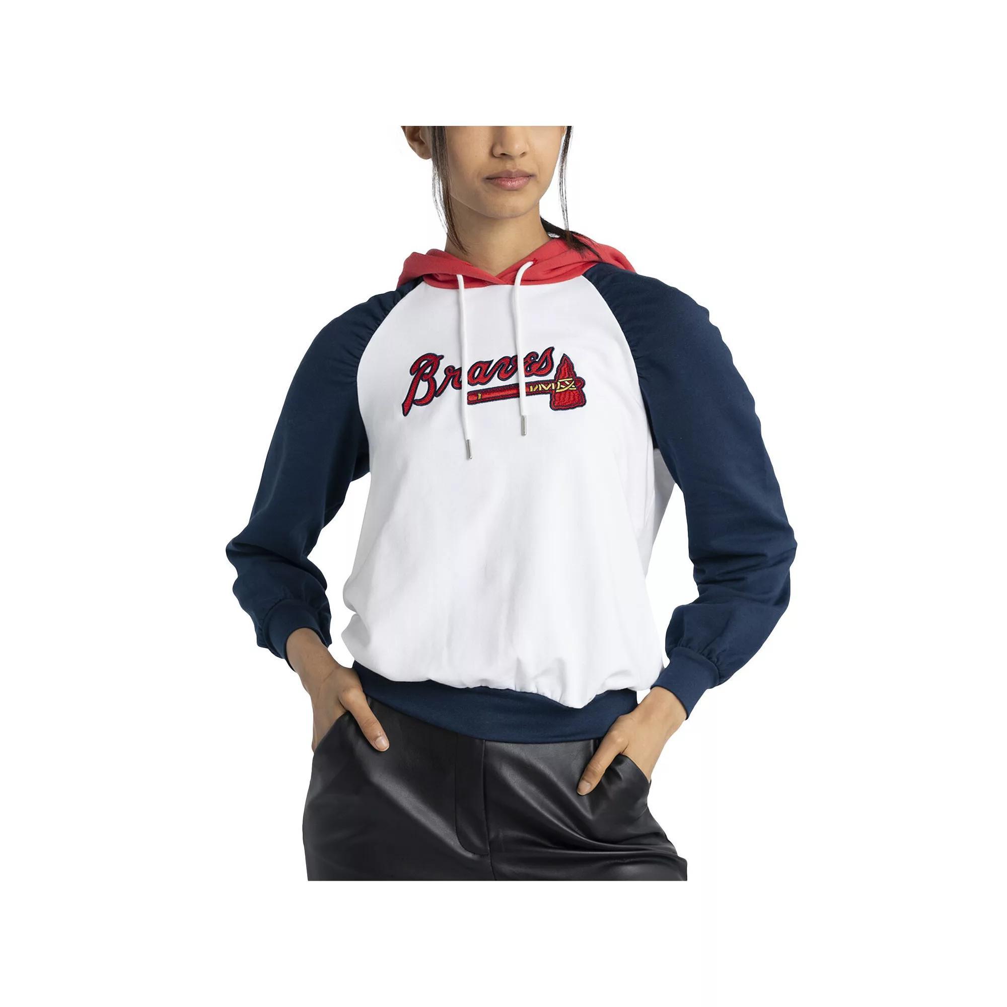 Women's Lusso White Atlanta Braves Marlowe Tri-Blend Raglan Pullover Hoodie,  Product Image
