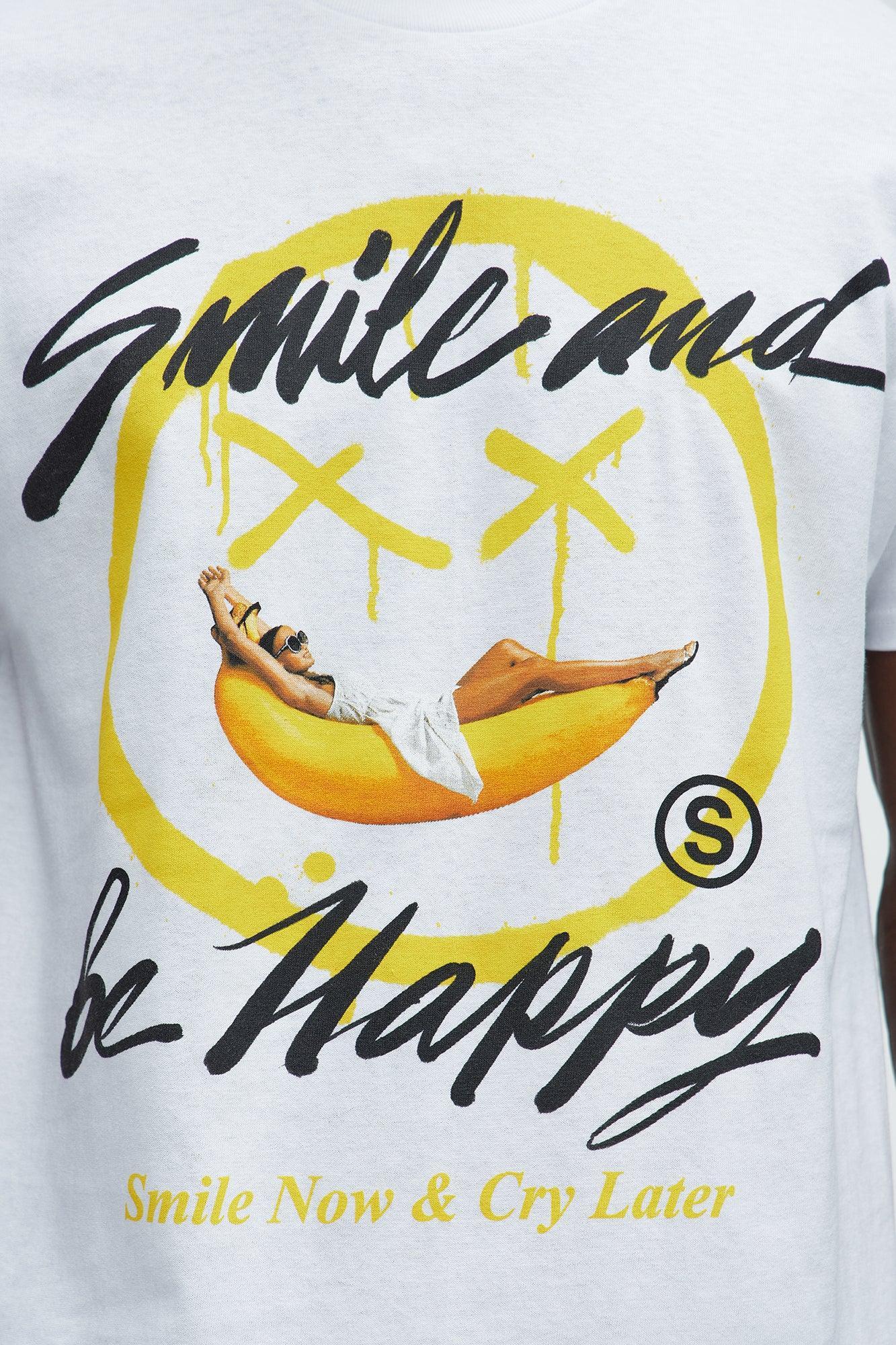 Smile And Be Happy Short Sleeve Tee - White Product Image