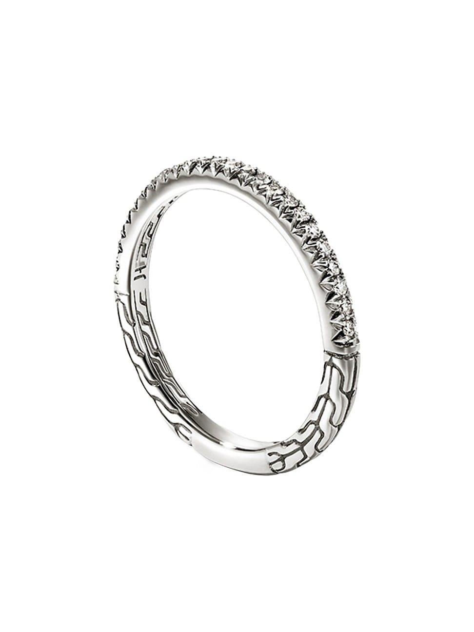 Womens JH Essentials Sterling Silver & 0.19 TCW Diamond Pav Band Ring Product Image