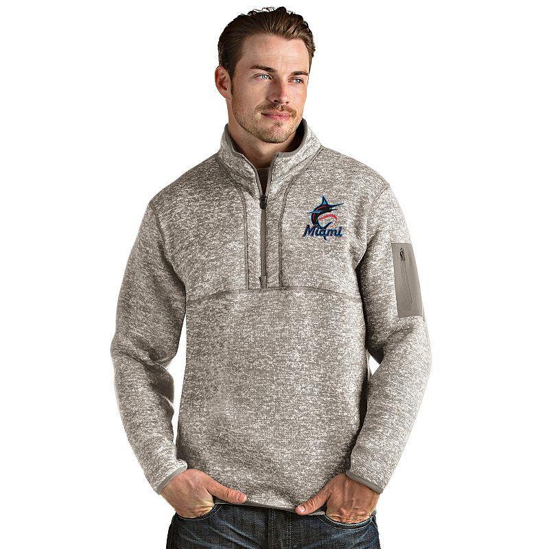 Men's Antigua Miami Marlins Fortune Pullover, Size: XL, Beige Product Image