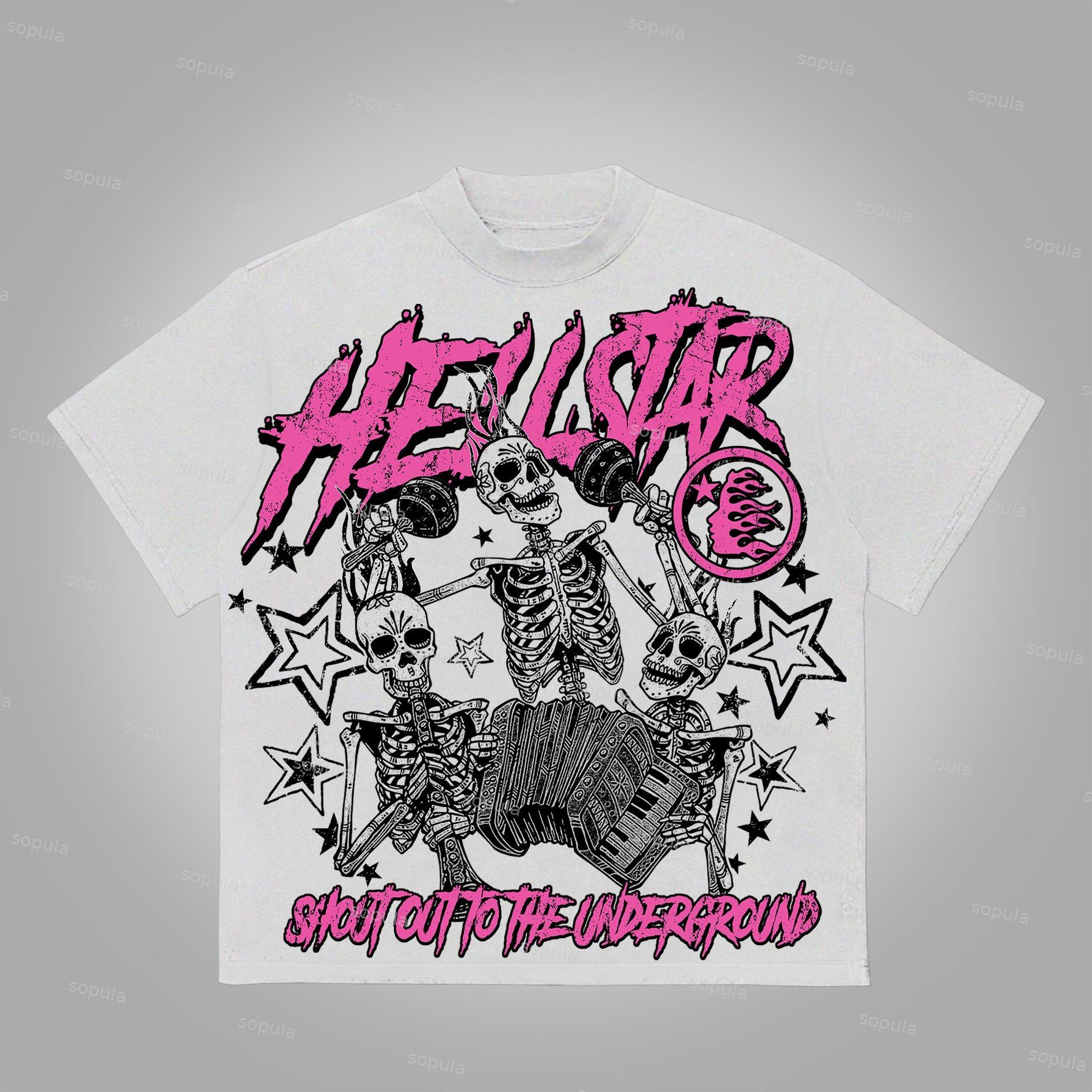 Sopula Flaming Skull Graphic Print Cotton T-Shirt Product Image