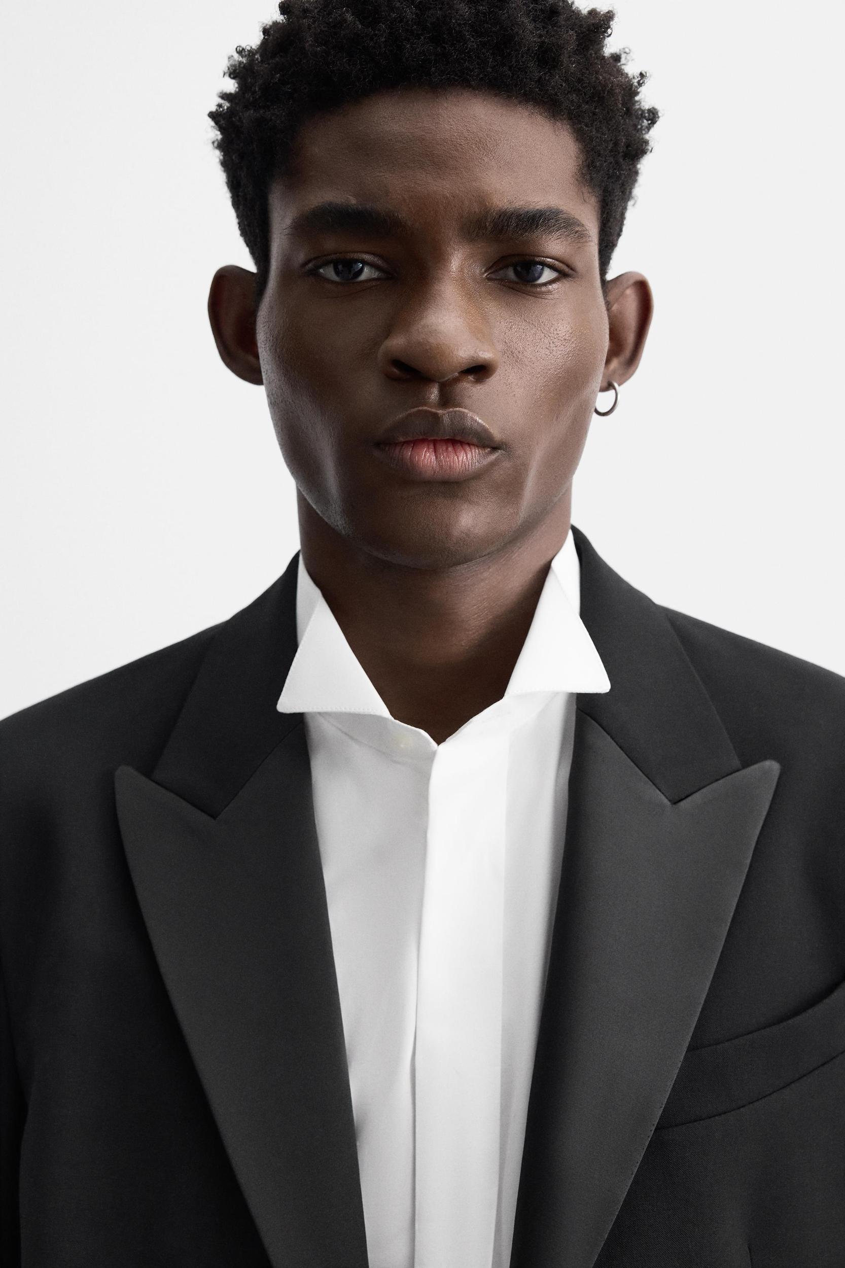 WOOL BLEND TUXEDO SUIT BLAZER Product Image