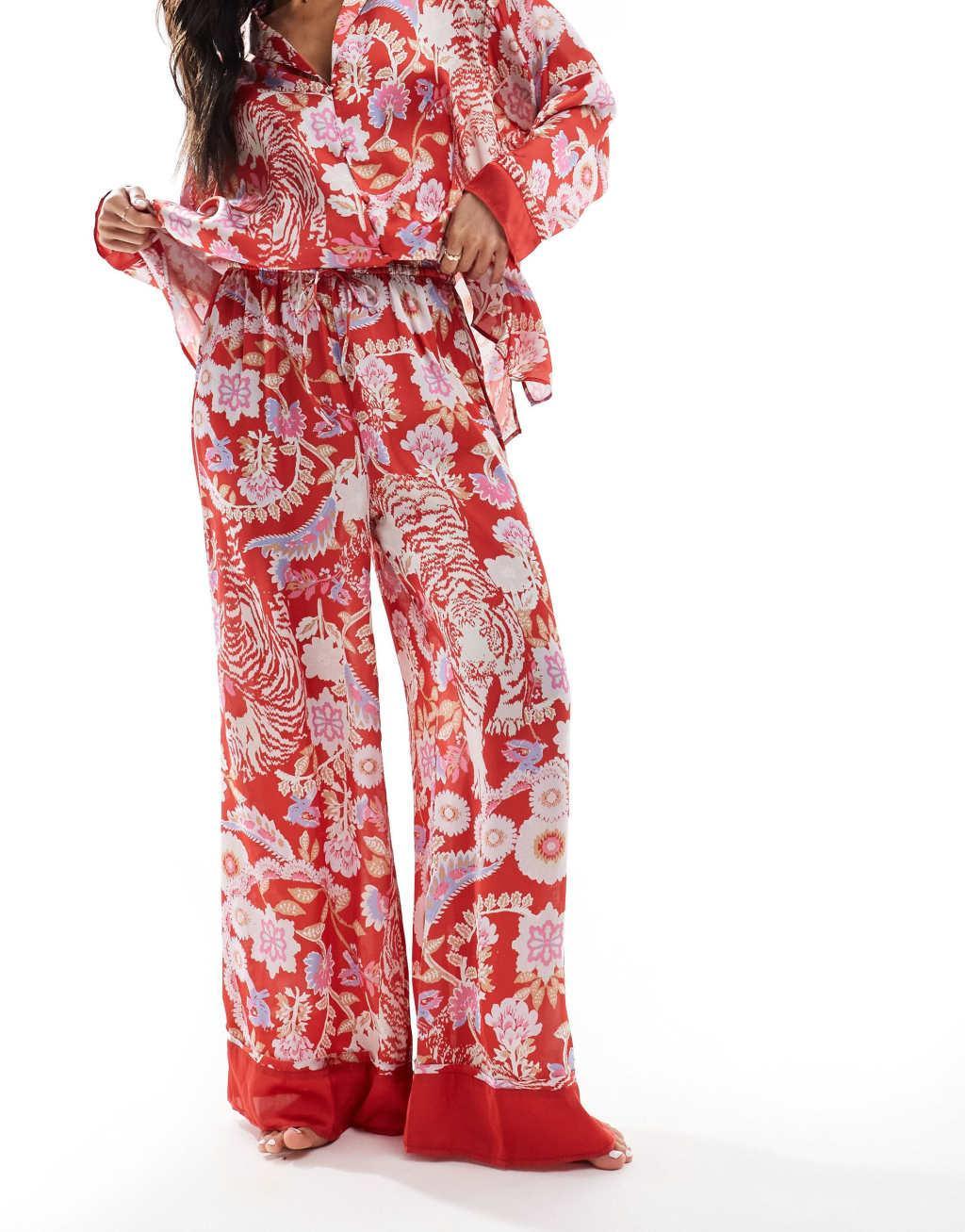 Free People dreamy days printed pajama set in red multi Product Image