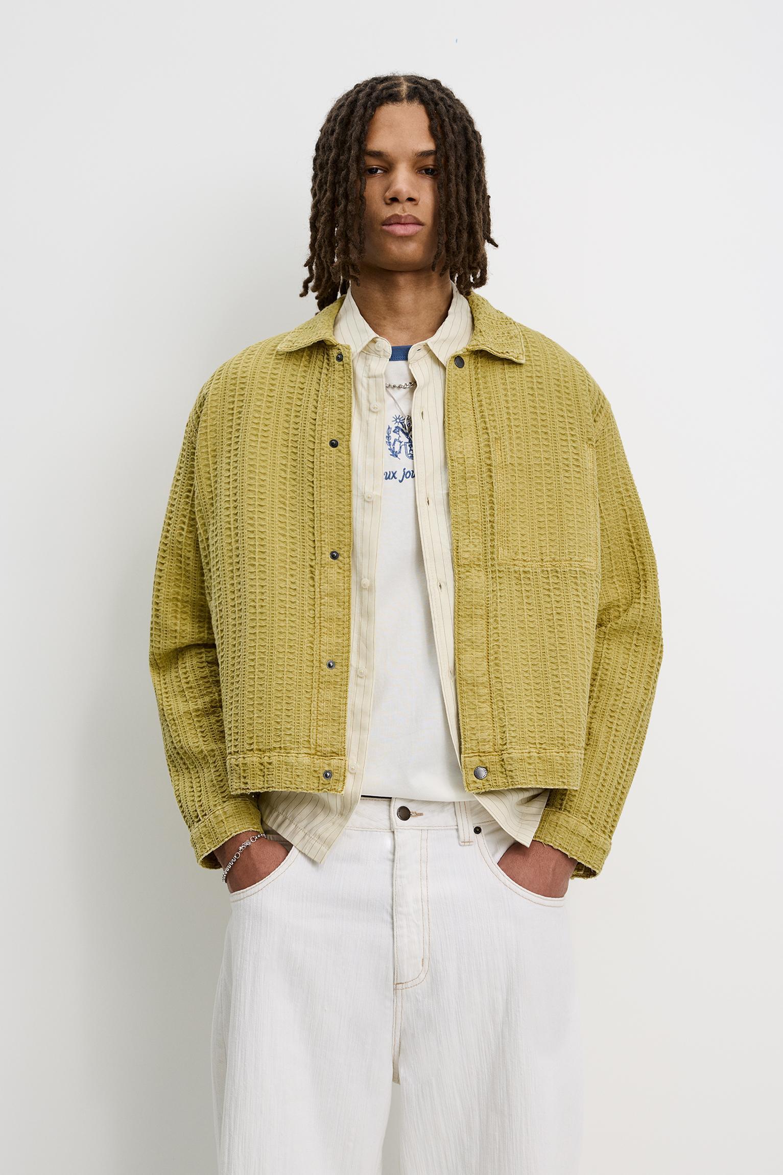 Textured trucker jacket Product Image