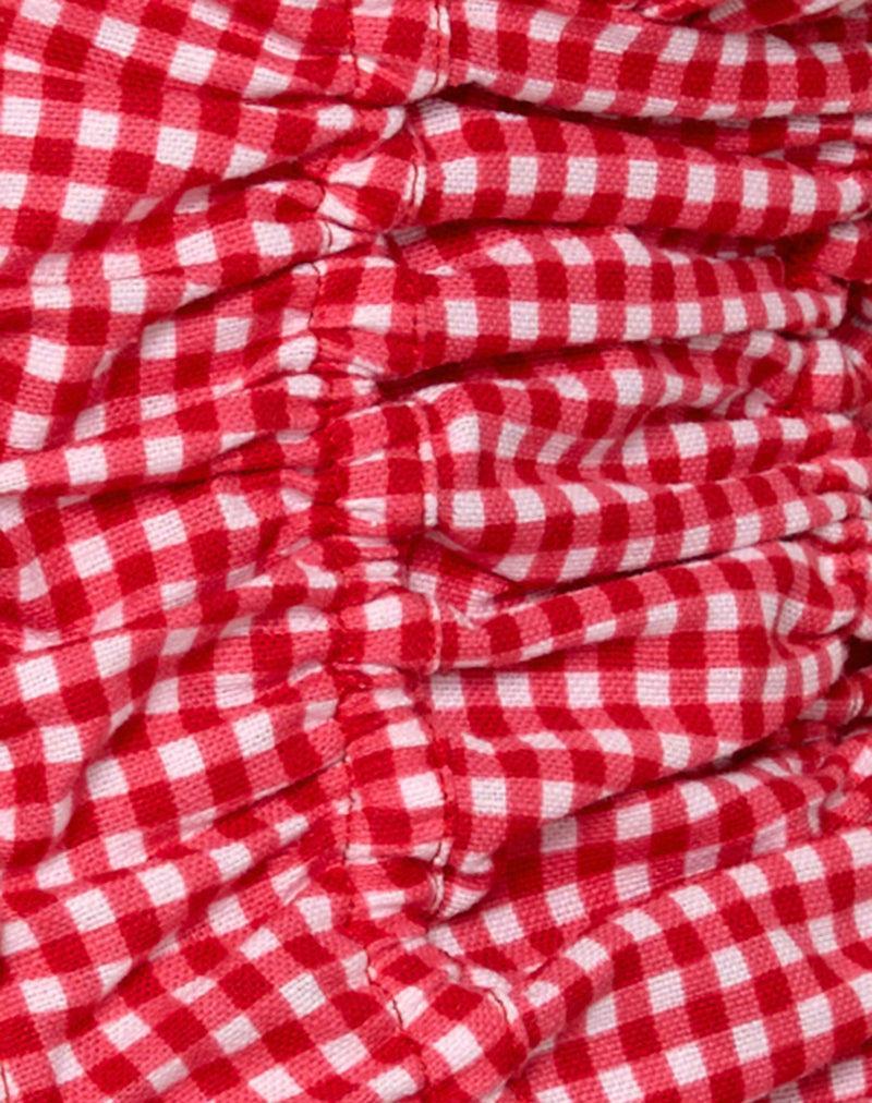 Ilase Ruched Blouse in Red Gingham Female Product Image