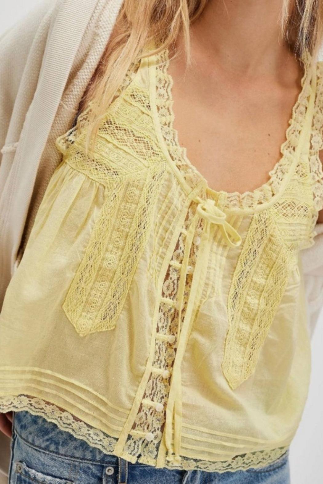 V Neck String Tie Lace Cami Product Image